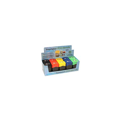 Espositore 10 temperamatite a 2 fori con serbatoio Donau in colori assortiti - 330406910